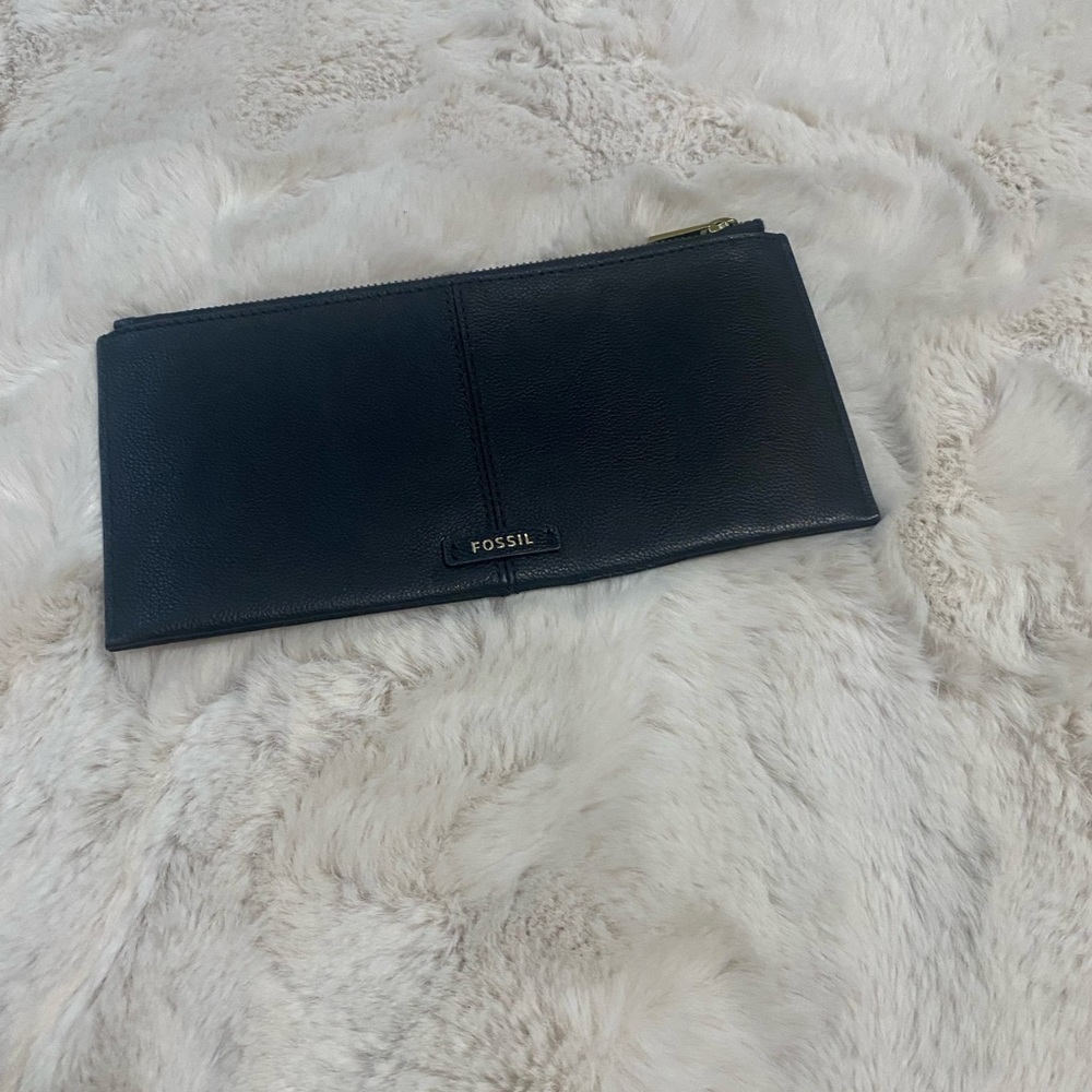 Fossil Midnight Black Leather Clutch